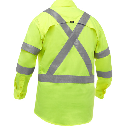 Chemise de travail &agrave; manches longues et X au dos Bisley avec X-Airflow, Poly-coton, Petit, Jaune lime haute visibilit&eacute; Air Extreme Inc.