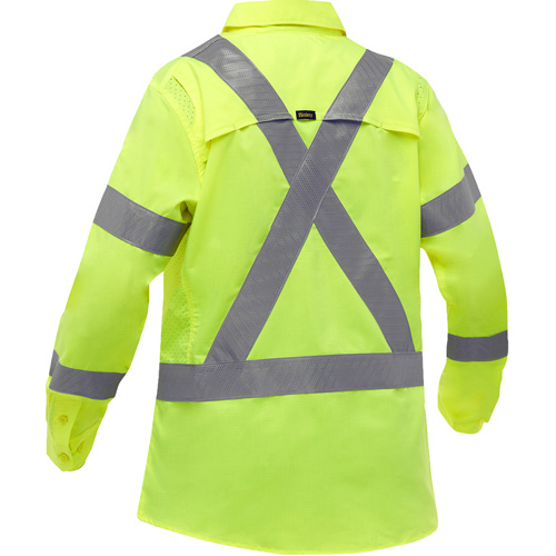 Bisley&reg; X-Back Women's Long Sleeve Work Shirt with X-Airflow, Poly-Cotton, Small, High Visibility Lime-Yellow Air Extreme Inc.