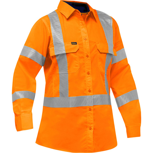 Bisley&reg; X-Back Women's Long Sleeve Work Shirt with X-Airflow, Poly-Cotton, Small, High Visibility Orange Air Extreme Inc.