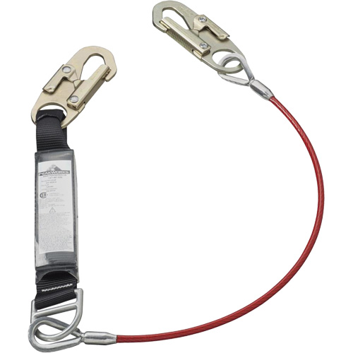 SA-5500-4 Shock Absorbing Lanyard, 4', Snap Hook Center, Snap Hook Leg Ends, Galvanized Steel Air Extreme Inc.
