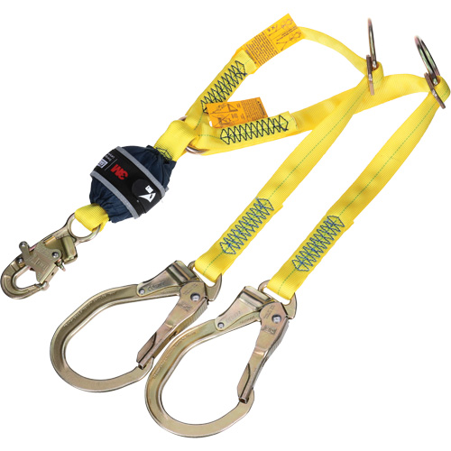 Twin-Leg Tie-Back Web Shock-Absorbing Lanyard, 4', Rebar Hook Center, Snap Hook Leg Ends, Polyester Air Extreme Inc.