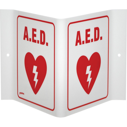 "A.E.D." V-Style Sign, 6" x 9", Acrylic, English with Pictogram Air Extreme Inc.