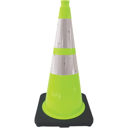 Premium Traffic Cone, 28", Lime Green, 4" & 6" Reflective Collar(s) Air Extreme Inc.
