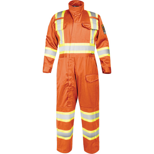 Fire-Resistant Coverall with High-Visibility Bands, Size Small, Orange Air Extreme Inc.