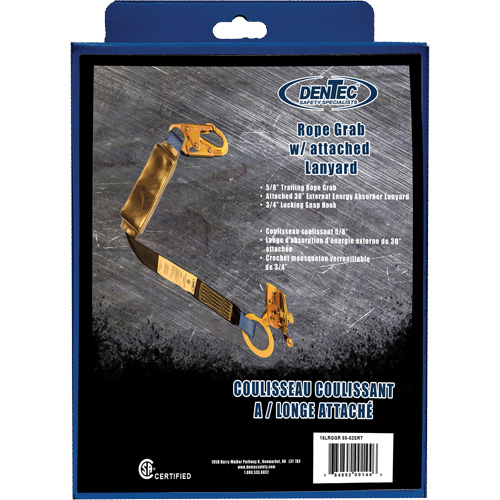 Trailing Rope Grab with Attached Shock Pack Lanyard in Retail Box, 2', Snap Hook Center, Snap Hook Leg Ends, Polyester Air Extreme Inc.