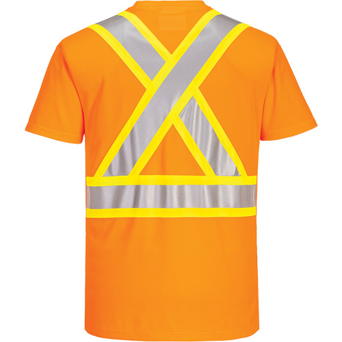 Contrast-Striped Safety T-Shirt, Polyester, Small, High Visibility Orange Air Extreme Inc.