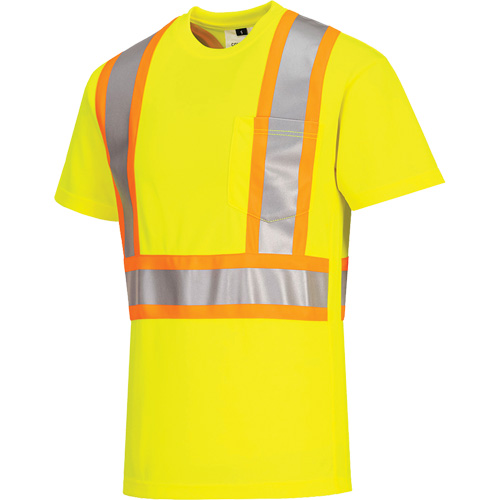 T-shirt de s&eacute;curit&eacute; &agrave; bandes contrastantes, Polyester, Petit, Jaune lime haute visibilit&eacute; Air Extreme Inc.