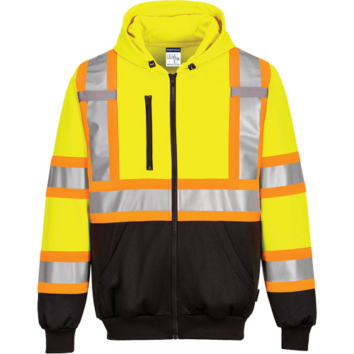 Chandail de s&eacute;curit&eacute; &agrave; capuchon avec bandes contrastantes, Petit, Noir/Jaune lime haute visibilit&eacute; Air Extreme Inc.