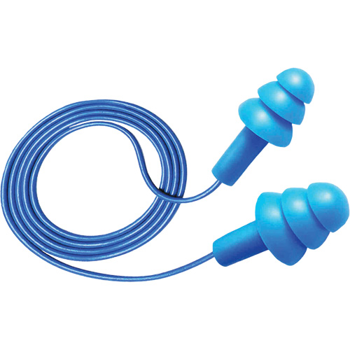 Bouchons d'oreilles d&eacute;tectables et r&eacute;utilisables Hush 50-25, Avec cordon, Taille unique, Vrac - Boîte, NRR dB 25 Air Extreme Inc.