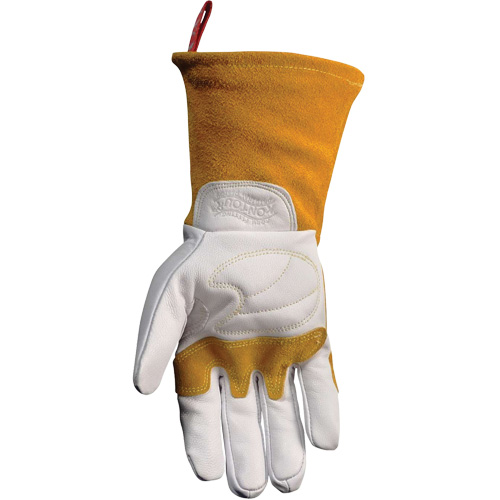 Gants de soudeur TIG/MIG de premi&egrave;re qualit&eacute; avec dos en cuir de vache refendue isol&eacute;es et ignifug&eacute;s Caiman, Cuir fleur de ch&egrave;vre, Taille Moyen Air Extreme Inc.