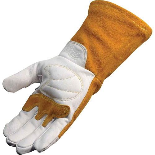 Gants de soudeur TIG/MIG de premi&egrave;re qualit&eacute; avec dos en cuir de vache refendue isol&eacute;es et ignifug&eacute;s Caiman, Cuir fleur de ch&egrave;vre, Taille Moyen Air Extreme Inc.
