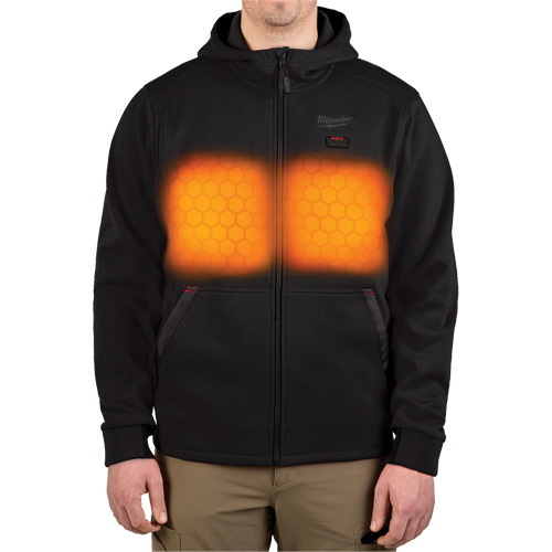 Chandail &agrave; capuchon chauffant M12 avec pile, Hommes, 2T-Grand, Noir, Poly-coton Air Extreme Inc.