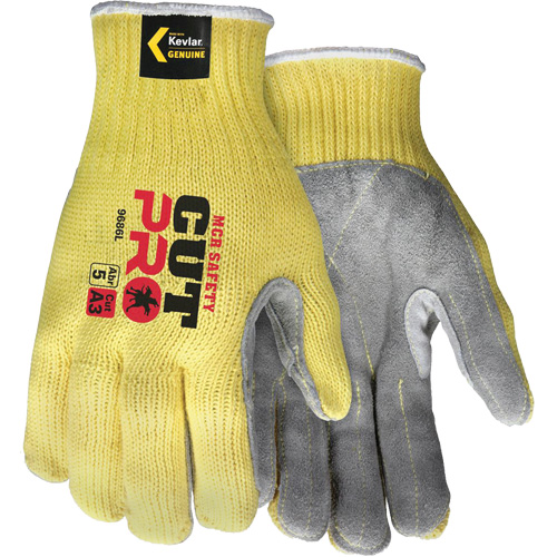 Gants de travail r&eacute;sistant &agrave; la coupe CutPro avec paume en cuir fendu, Taille Petit, Calibre 7, Enveloppe en Kevlar, ASTM ANSI niveau A3 Air Extreme Inc.