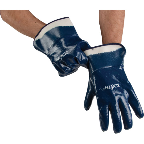 Gants &agrave; poignet de s&eacute;curit&eacute; de poids lourd, 10/T-Grand, R&ecirc;vetement Nitrile, Enveloppe en Coton Air Extreme Inc.