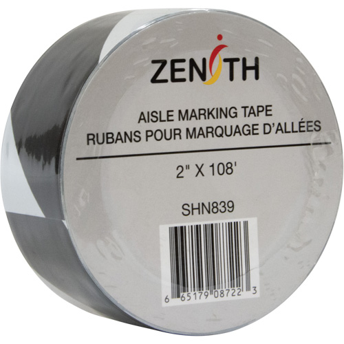 Aisle Marking Tape, 2" x 108', PVC, Noir et blanc Air Extreme Inc.