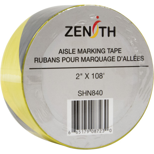 Aisle Marking Tape, 2" x 108', PVC, Black and Yellow Air Extreme Inc.