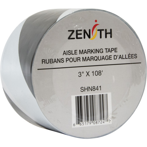 Aisle Marking Tape, 3" x 108', PVC, Noir et blanc Air Extreme Inc.