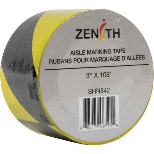 Aisle Marking Tape, 3" x 108', PVC, Black and Yellow Air Extreme Inc.