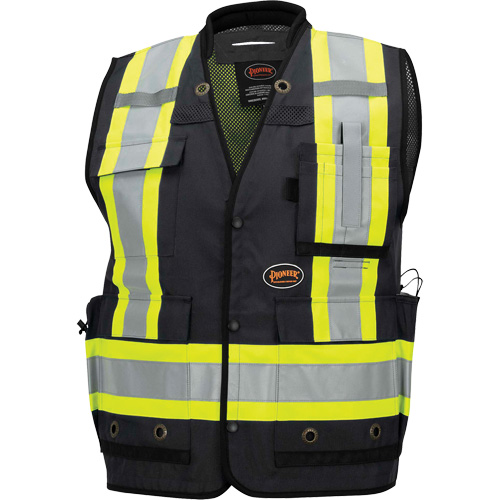 6679 High-Visibility Antimicrobial Mesh-Back Surveyor Vest, Black, Small, Polyester Air Extreme Inc.
