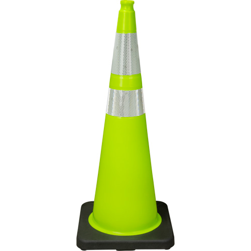 C&ocirc;ne de signalisation de premi&egrave;re qualit&eacute;, 36", Vert lime, Bande(s) r&eacute;fl&eacute;chissante(s) 4" & 6" Air Extreme Inc.