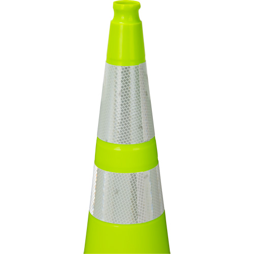 C&ocirc;ne de signalisation de premi&egrave;re qualit&eacute;, 36", Vert lime, Bande(s) r&eacute;fl&eacute;chissante(s) 4" & 6" Air Extreme Inc.
