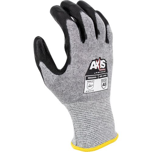 RWG566 AXIS Cut Protection Touchscreen Work Glove, Size Large, 18 Gauge, Polyurethane Coated, Stainless Steel/HPPE Shell, ASTM ANSI Level A5/EN 388 Level E Air Extreme Inc.