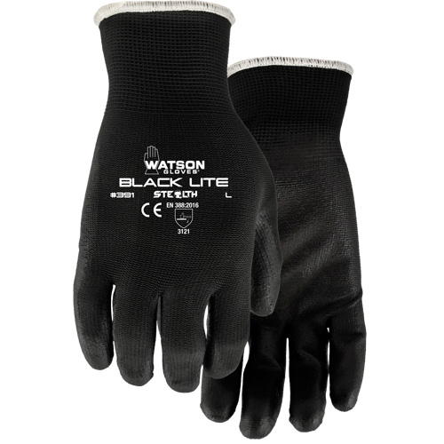 391 Stealth Black Lite Gloves, X-Small, Polyurethane Coating, Polyester Shell Air Extreme Inc.