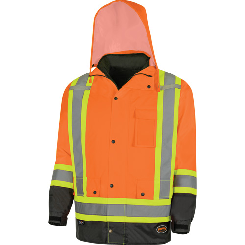 5056 Pioneer&reg; Yukon 7-in-1 Waterproof Winter Safety Parka, Polyester, Black/High Visibility Orange, X-Small Air Extreme Inc.