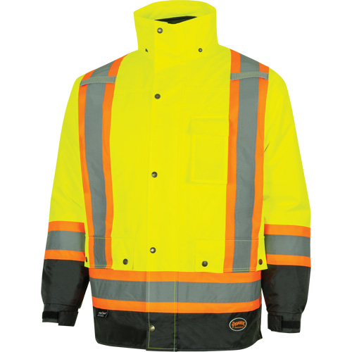 5057 Pioneer&reg; Yukon 7-in-1 Waterproof Winter Safety Parka, Polyester, Black/High Visibility Lime-Yellow, X-Small Air Extreme Inc.