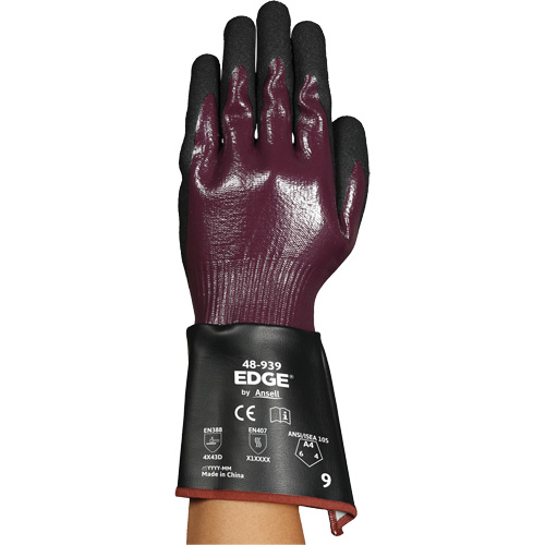 EDGE&reg; 48-939 Gauntlet Gloves, Size 6, 13 Gauge, Nitrile Coated, Polyester/HPPE/Spandex Shell, ASTM ANSI Level A4 Air Extreme Inc.