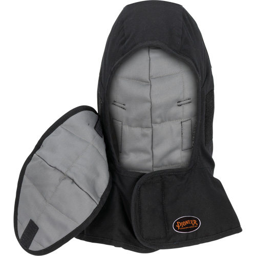 Pioneer 765A Flame-Resistant Quilted Hard Hat Liner with Long Neck & Detachable Mouthpiece, Black/Grey, Cotton/FR-Tech&reg;/Modacrylic/Nylon Air Extreme Inc.