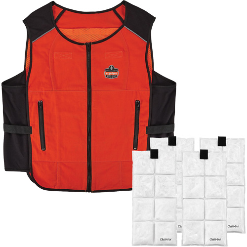Chill-Its 6260 Lightweight Phase Change Cooling Vest with Rechargeable Packs, 2X-Large/3X-Large, Orange Air Extreme Inc.