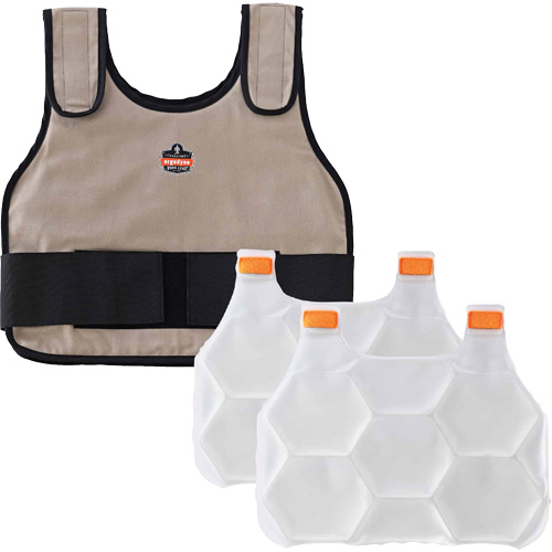 Chill-Its 6230 Standard Phase Change Cooling Vest with Rechargeable Packs, Large/X-Large, Khaki Air Extreme Inc.