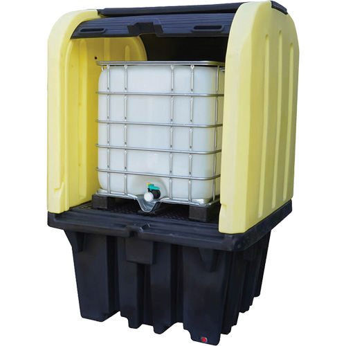 Yellow Roll Top Hardcover Spill Pallet, 65" L x 65" W x 101" H, 5000 lbs. Load Capacity Air Extreme Inc.