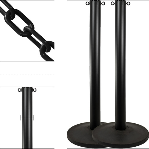 Industrial Stanchion Kit with Plastic Chain, 37" High, Black Air Extreme Inc.