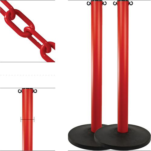 Ensemble de montants industriels avec chaîne en plastique, Hauteur de 37", Rouge Air Extreme Inc.