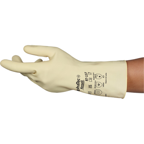 AlphaTec&reg; 87-137 Lightweight Natural Gloves, Size 7, 11.8" L, Rubber Latex, 16-mil Air Extreme Inc.