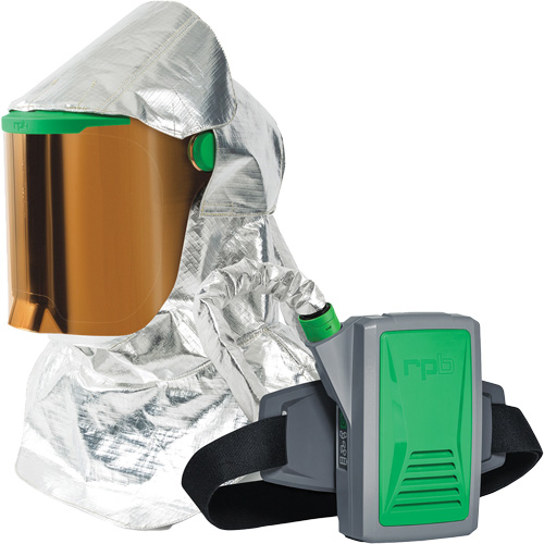 Respirateur &agrave; chaleur radiante Z-Link avec souffleur & montage &agrave; la ceinture, Respirateur &agrave; masque/Capuchon & visi&egrave;re, Pile Lithium-ion Air Extreme Inc.