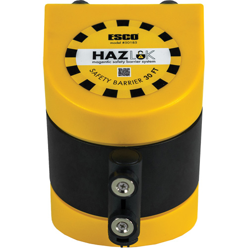 Syst&egrave;me de barri&egrave;re de s&eacute;curit&eacute; HAZLOK, Plastique, Fixation magn&eacute;tique, 30', Ruban Noir et jaune Air Extreme Inc.