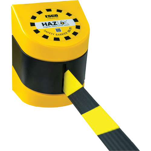 Syst&egrave;me de barri&egrave;re de s&eacute;curit&eacute; HAZLOK, Plastique, Fixation magn&eacute;tique, 30', Ruban Noir et jaune Air Extreme Inc.