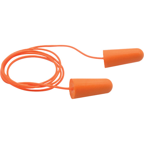 Bouchons d'oreilles coniques jetables en mousse de PU orange SEALTEC33, Avec cordon, Vrac - Boîte, 33 dB NRR, Taille unique Air Extreme Inc.