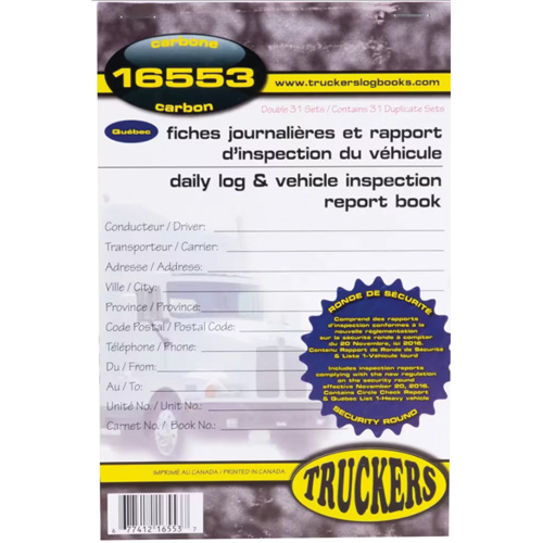 Carnet bilingue de registre quotidien et de rapport d'inspection de v&eacute;hicule Air Extreme Inc.