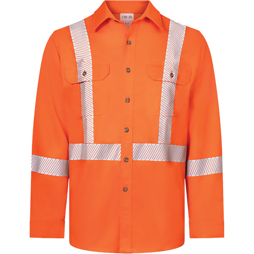 Avenger 7 oz Deluxe Segmented Striped High-Visibility Work Shirt, Style 652, Men's, Medium, Orange Air Extreme Inc.