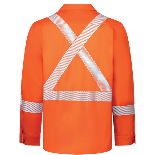 Avenger 7 oz Deluxe Segmented Striped High-Visibility Work Shirt, Style 652, Men's, Medium, Orange Air Extreme Inc.