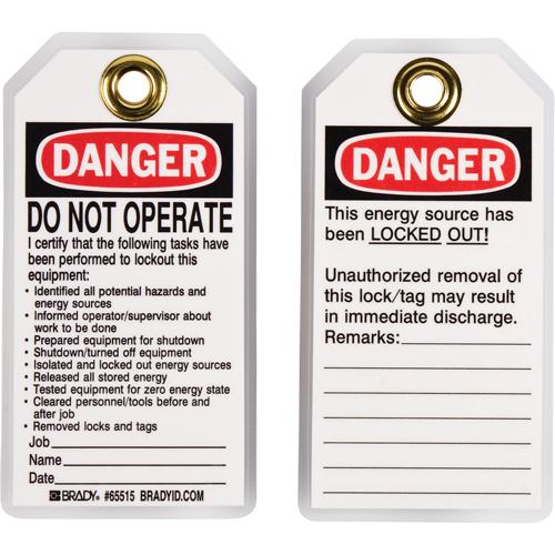 &eacute;tiquettes de verrouillage, Plastique, 3" la x 5-1/2" h, Anglais Air Extreme Inc.