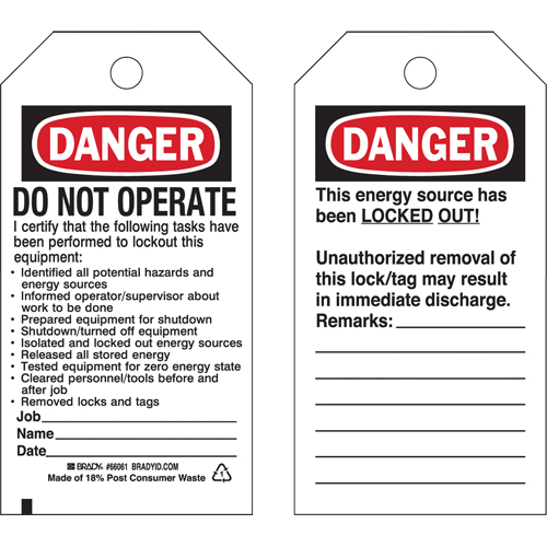 &eacute;tiquettes de verrouillage, Plastique, 3" la x 5-3/4" h, Anglais Air Extreme Inc.