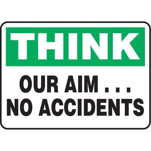"Our Aim… No Accidents" Sign, 7" x 10", Aluminum, English Air Extreme Inc.