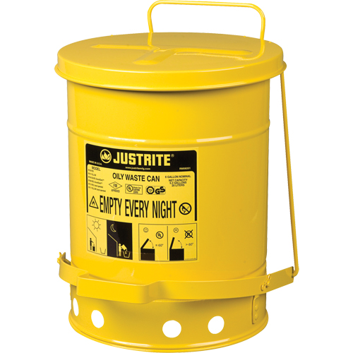 Oily Waste Cans, FM Approved/UL Listed, 6 US Gal., Yellow Air Extreme Inc.