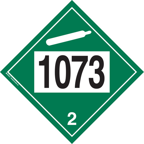 1073 Liquefied Oxygen Non-Flammable Gas TDG Placard, Plastic Air Extreme Inc.