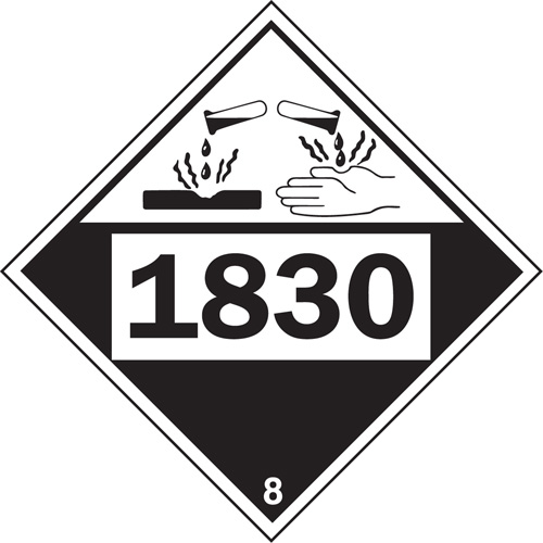 Plaque-&eacute;tiquette TMD 1830 pour mat&eacute;riaux corrosifs acide sulfurique, Plastique Air Extreme Inc.